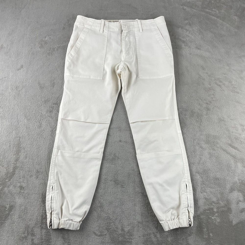 Nili Lotan Cropped Military Pants Women 2 Off White‎ Cotton Blend Ankle Zip USA